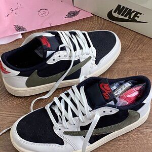 🎄🎄｡◕‿◕｡Travis Scott Jordan 1 Low Olive❤️
